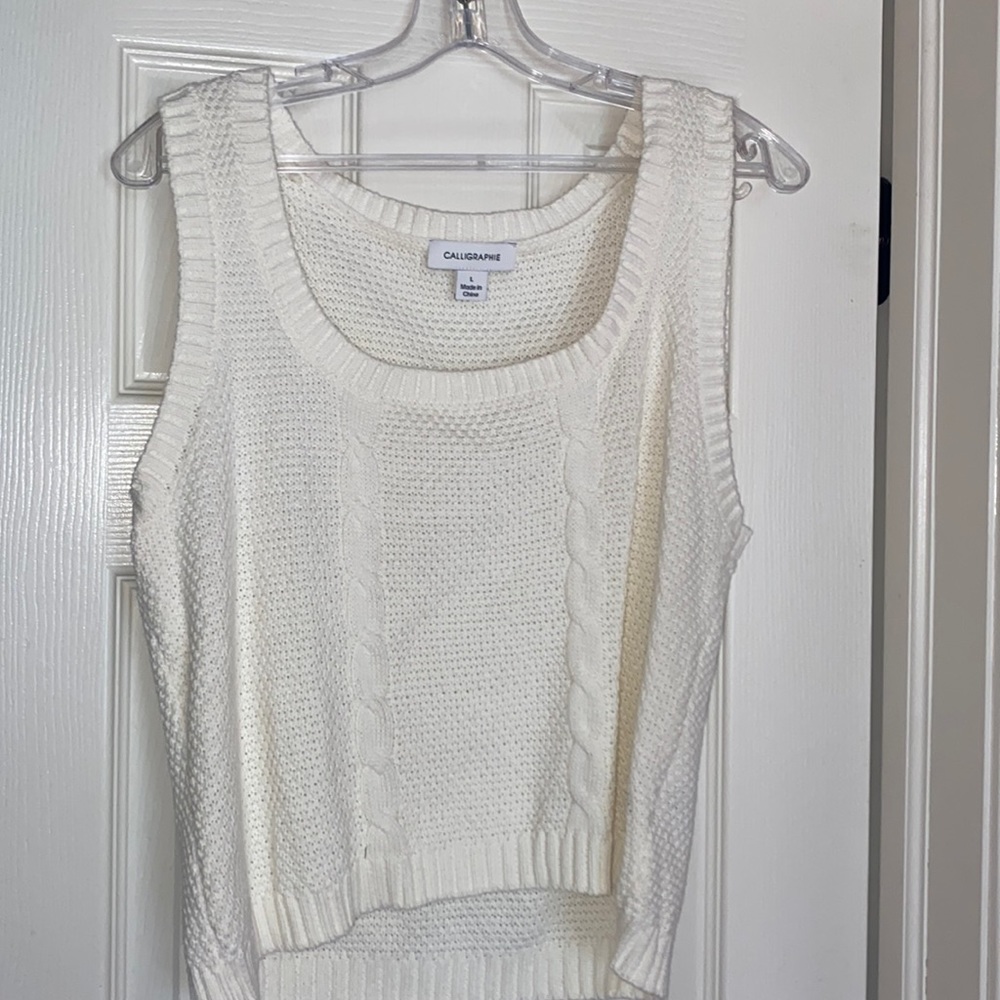 Cream Quilted Sweater Vest